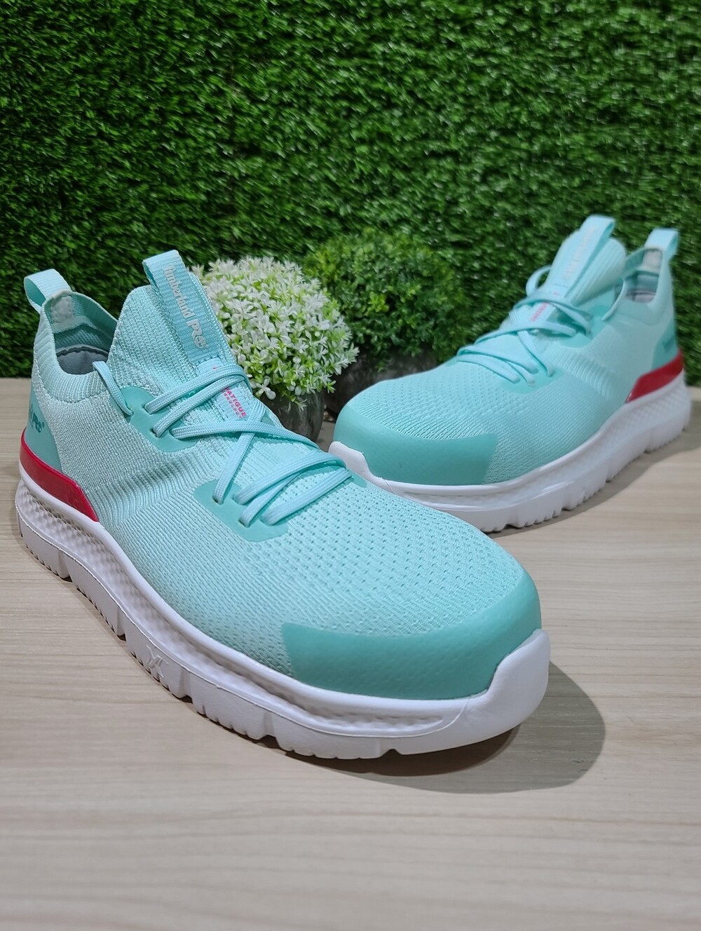 Timberland PRO Setra Knit Composite Safety Toe Sneakers - Seafoam/Red US 9.5 NEW